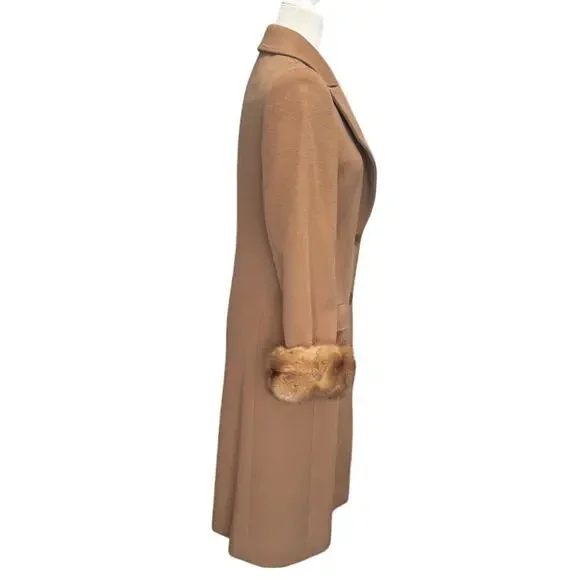 Giuliana Teso Pure Cashmere Coat with Fur Cuffs Italian 40/US Small 4-6